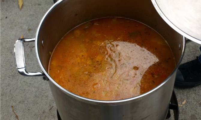 Large Pot of Soup for Homeless